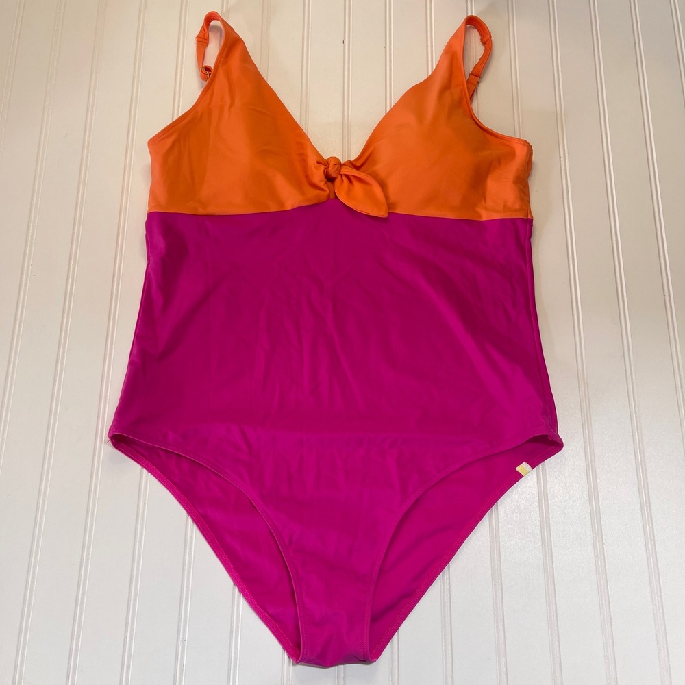 Summersalt The Jetsetter One Piece Swimsuit Hibiscus Pink Orange‎ Size 16